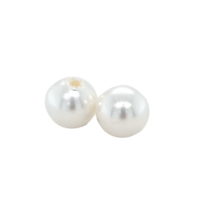 728.08_Pearl white 8mm, single hole, synthetic Pearl white 8mm, single hole, synthetic - Bild 1