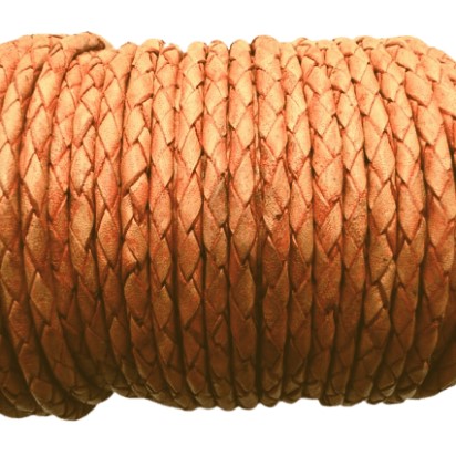 Oslo Round Braided Leather Cord- 3mm-Terracotta Oslo Round Braided Leather Cord- 3mm-Terracotta