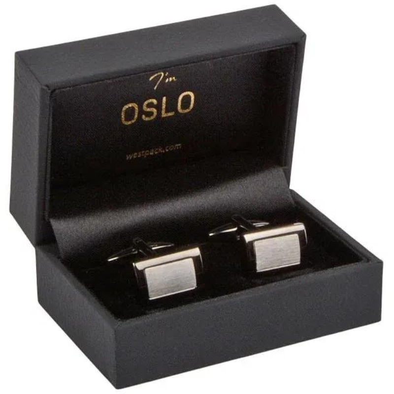 Oslo Jewellery Box for Cufflinks - Black Leatherette Oslo Jewellery Box for Cufflinks - Black Leatherette / Black Velour Interior - Bild 1
