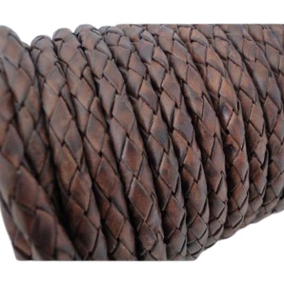 Oslo Round Braided Leather Cord Vintage Dark Brown Oslo Round Braided Leather Cord Vintage Dark Brown