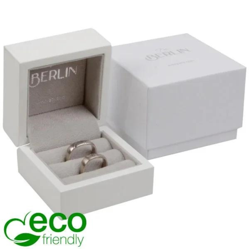 Berlin ECO Jewellery Box for Wedding Rings Glossy White 1 Berlin ECO Jewellery Box for Wedding Rings Glossy White Wood / Light grey velour interior - Bild 1