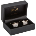 Oslo Jewellery Box for Cufflinks - Black Leatherette / Black Velour Interior