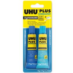 uhu plus dual component adhesive epoxy glue blue 35733 35g