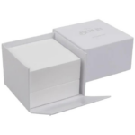 Berlin ECO Jewellery Box for Wedding Rings Glossy White Wood / Light grey velour interior - Bild 3