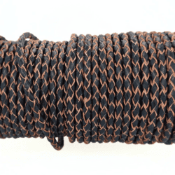 Round Braded leather cord Black with Brown inside SEBBD71 3mm