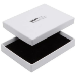 Boston Jewellery Box for Jewellery Set - White Linen-look Cardboard/ White-Black Foam - Bild 2
