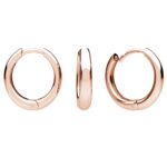 Rose gold plated Hoop leverback earrings, streling silver 925, 15x16,5 mm
