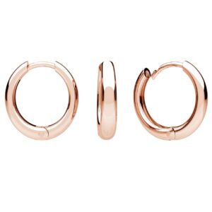 Rose gold plated Hoop leverback earrings, streling silver 925, 15x16,5 mm