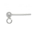 Earring Post with 3mm Ball and Jump Ring, Sterling Silver 925