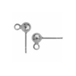 Earring Post with a Ball and Jumpring 5mm, Sterling Silver 925