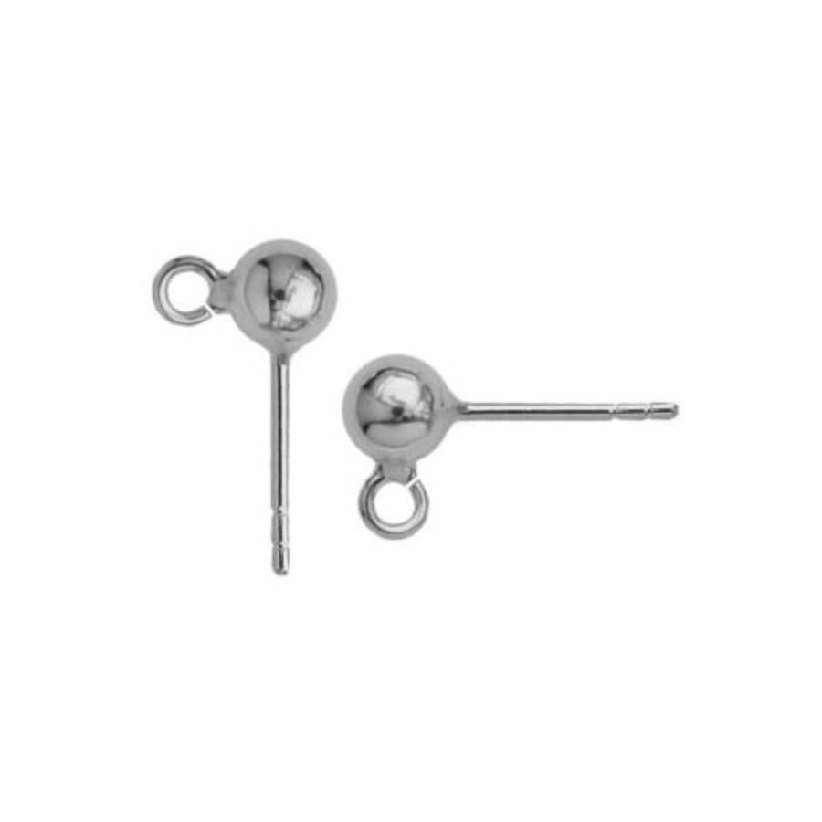 Ball earrings silver Earring Post with a Ball and Jumpring 5mm, Sterling Silver 925 - Bild 1