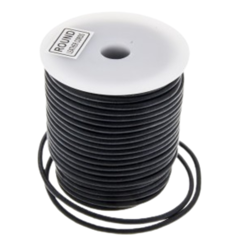 Leather_thread_Black_4_mm__25_m- Leather Cord Black 4 mm, 1 m - Bild 1