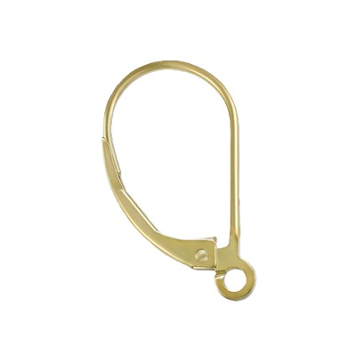 PLAIN-LEVER-BACK-WITH-RING-11-29-1CR Plain 585 14k gold earring lever back jewellery finding with a ring.