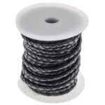 Round Braided Leather Cord 5mm, Black