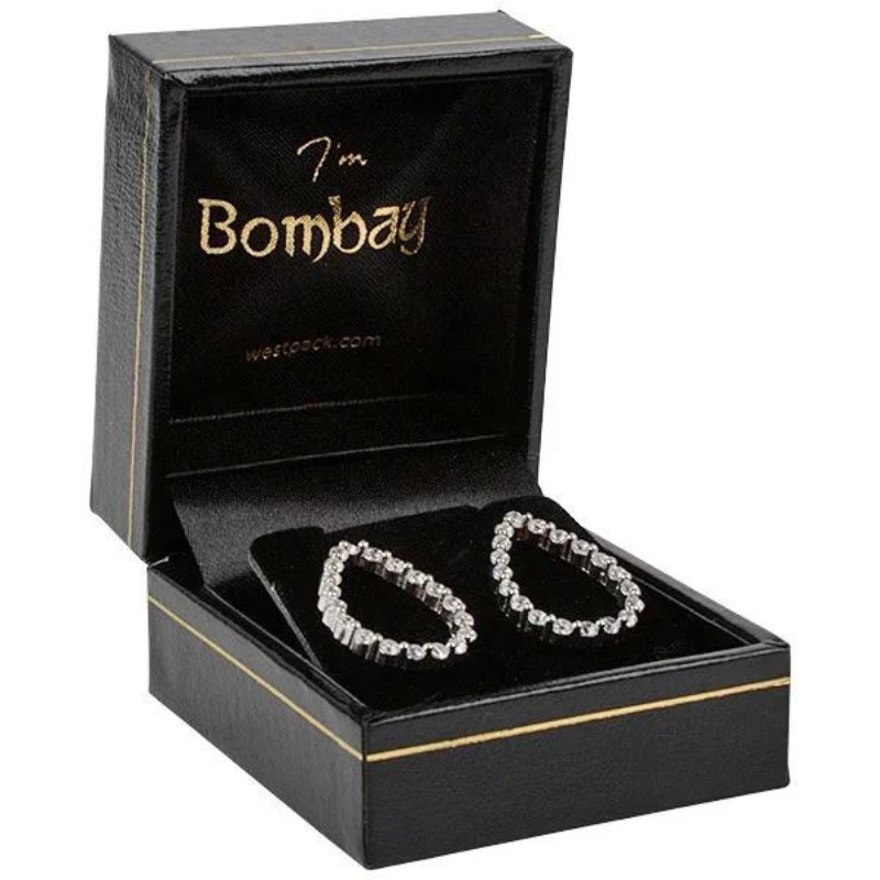 Bombay Jewellery Box för örhängen, stift, hänge, svart 1 Bombay smyckeskrin för Örhängen \/ nitar \/ hänge-Svart konstläder med guld verktyg \/ svart insats - Bild 1