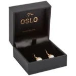 Oslo Jewellery Box for Earrings / Small Pendant - Black Leatherette / Black Velour Interior