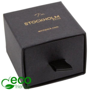 Stockholm ECO Smyckeslåda för Ring Stud Örhängen Svart Buckram 1