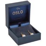 Oslo Jewellery Box for Earrings / Small Pendant - Dark Blue Leatherette / Dark Blue Velour Interior