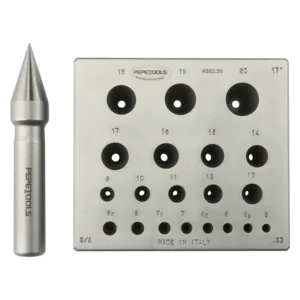 Pepetools Round Bezel Forming Block 20 hiles 17 taper, 5mm - 20mm diameter