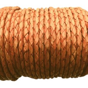 Oslo Rund Flätad Läderlina - 3mm - Terrakotta