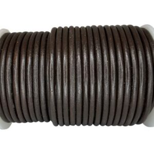 Rund läderlina - Kaffe brun - 4mm