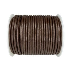 Rund läderlina - 2,5mm - Brun