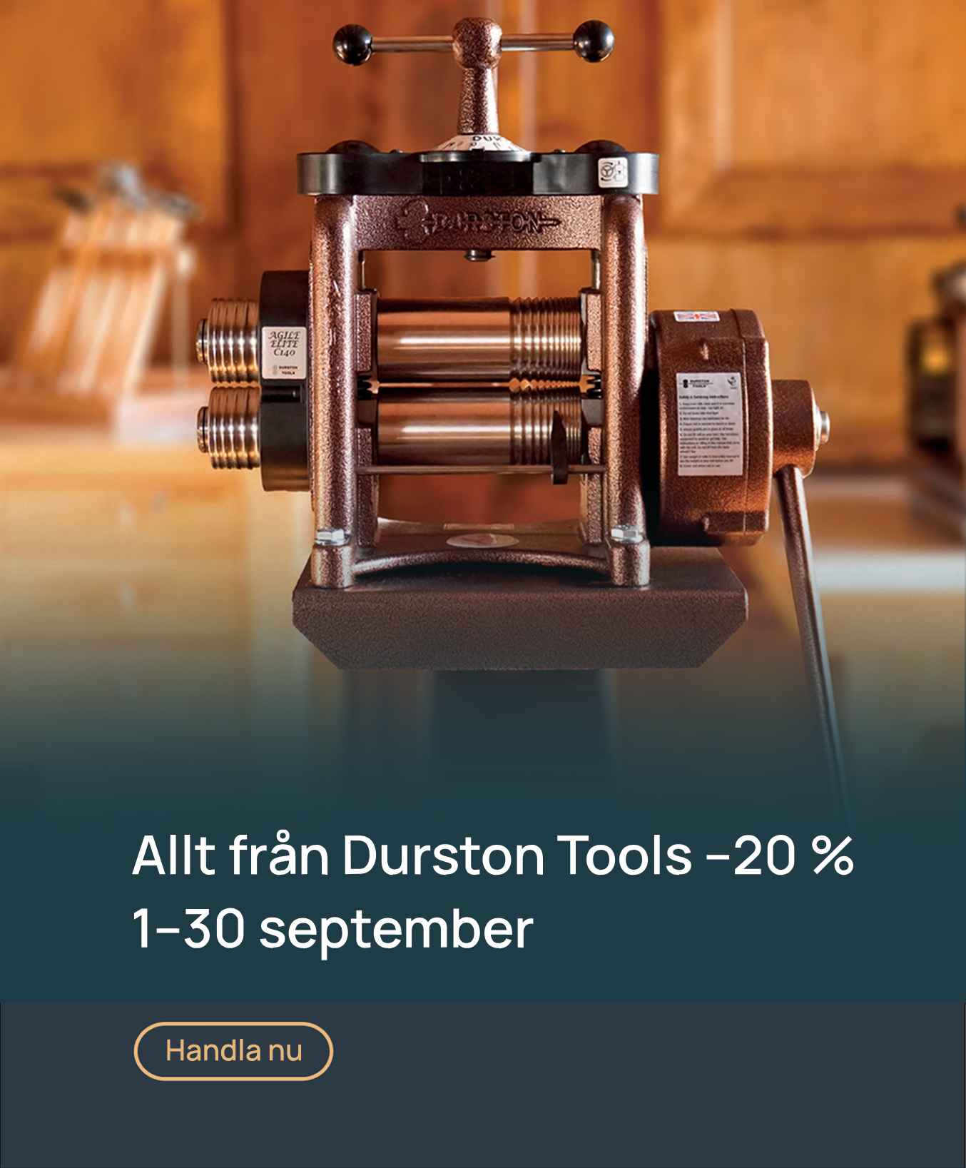 20 % rabatt på alla Durston-produkter i september